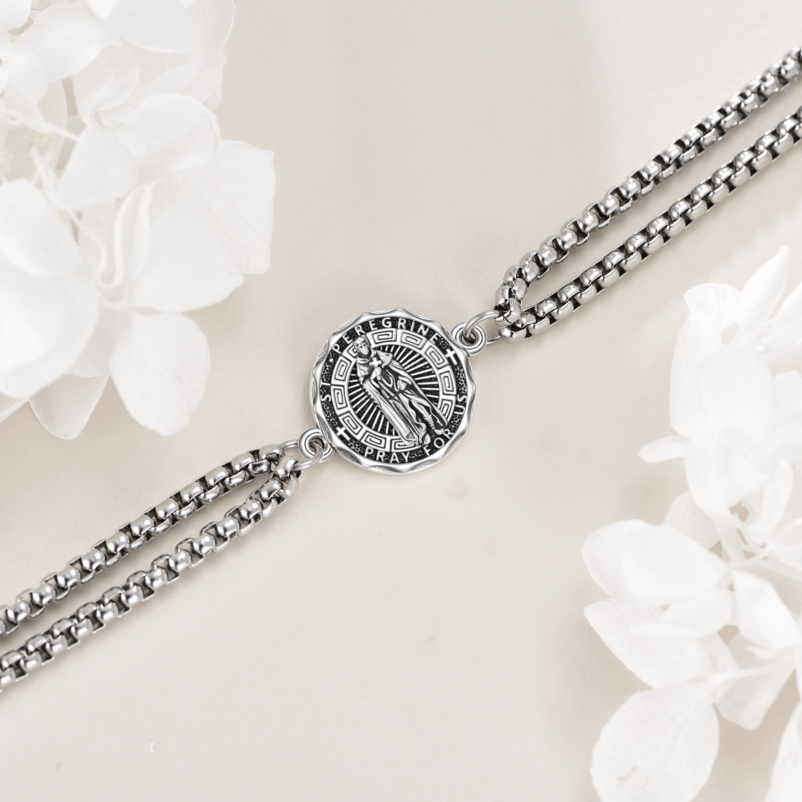St Peregrine Bracelet Sterling Silver Protector Jewelry